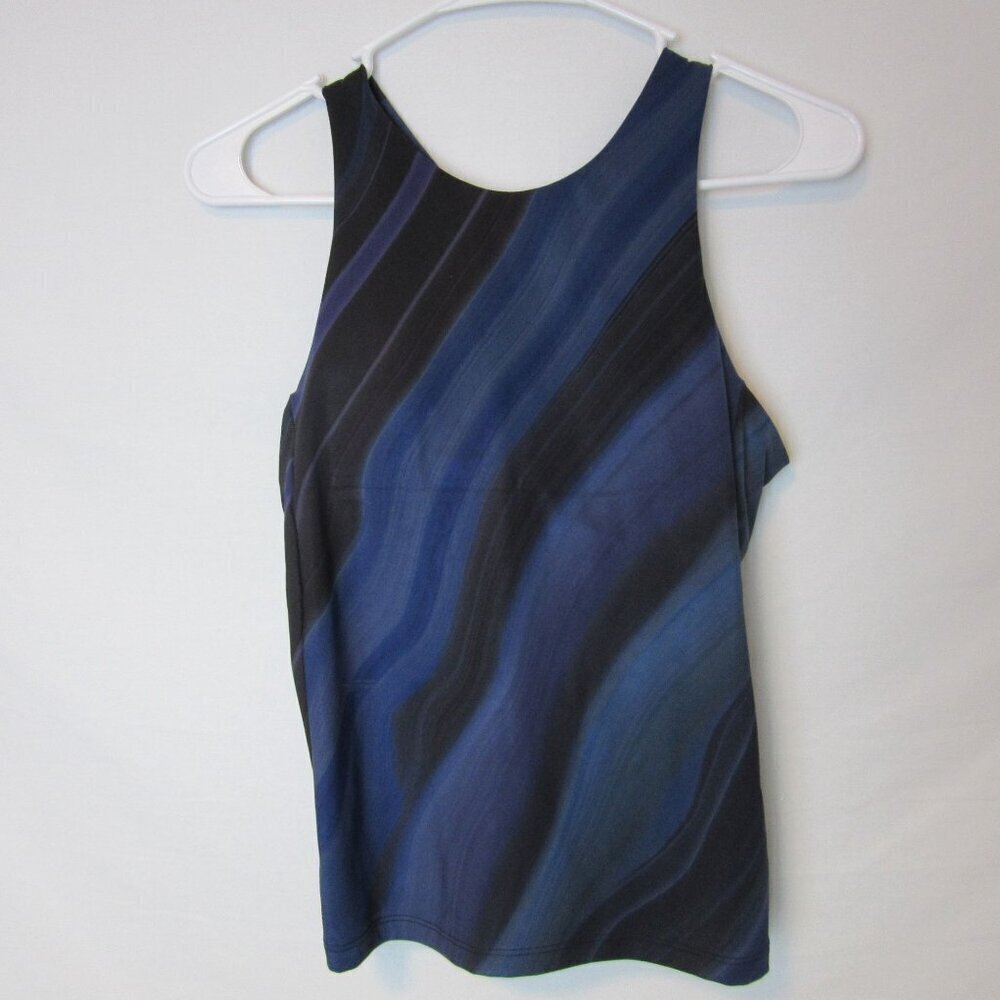Athleta Tank Top Lightning Printed Blue Black NEW Sports Bra Gym Womens Small